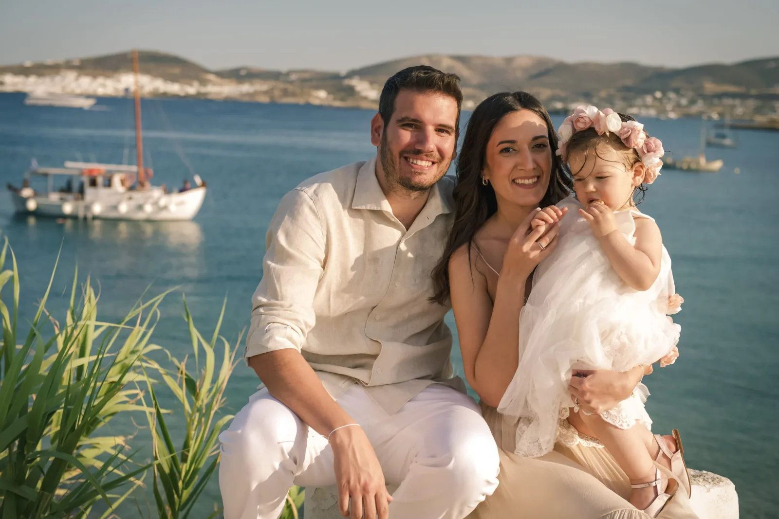  Family Portrait in Paros, Greece with Baby Girl